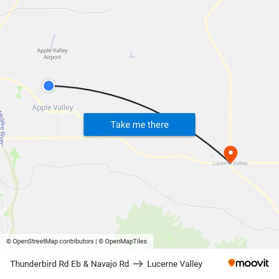 Thunderbird Rd Eb & Navajo Rd to Lucerne Valley map