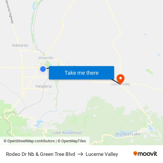 Rodeo Dr Nb & Green Tree Blvd to Lucerne Valley map