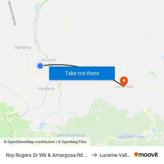 Roy Rogers Dr Wb & Amargosa Rd Ns to Lucerne Valley map