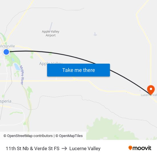 11th St Nb & Verde St FS to Lucerne Valley map
