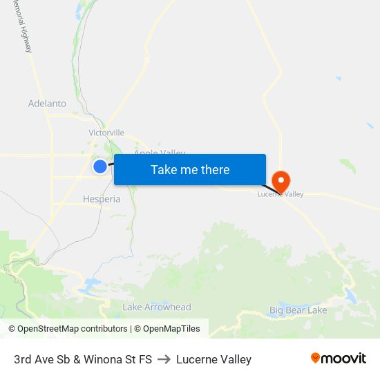 3rd Ave Sb & Winona St FS to Lucerne Valley map
