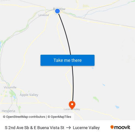 S 2nd Ave Sb & E Buena Vista St to Lucerne Valley map