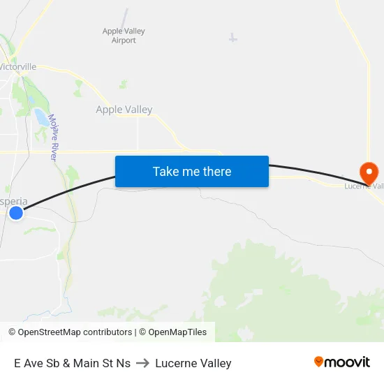 E Ave Sb & Main St to Lucerne Valley map