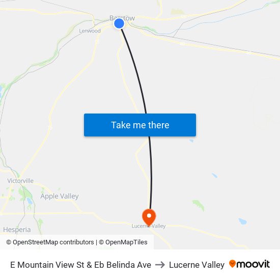 E Mountain View St & Eb Belinda Ave to Lucerne Valley map