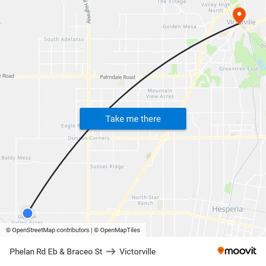 Phelan Rd Eb & Braceo St to Victorville map