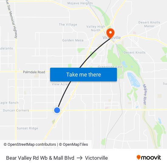 Bear Valley Rd Wb & Mall Blvd to Victorville map