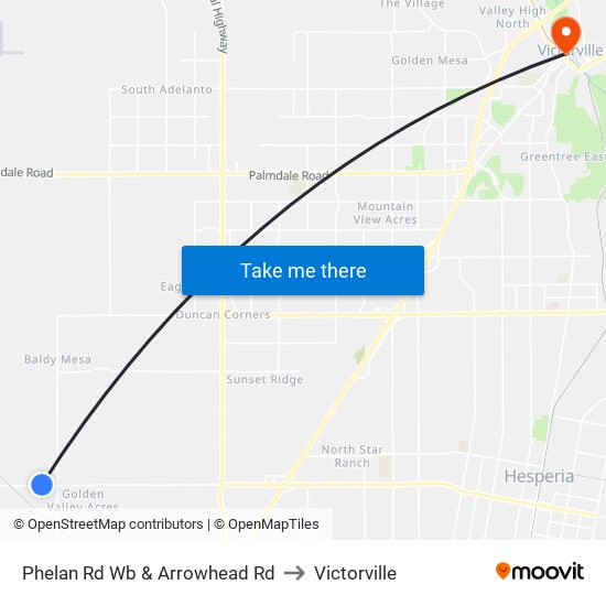 Phelan Rd Wb & Arrowhead Rd to Victorville map