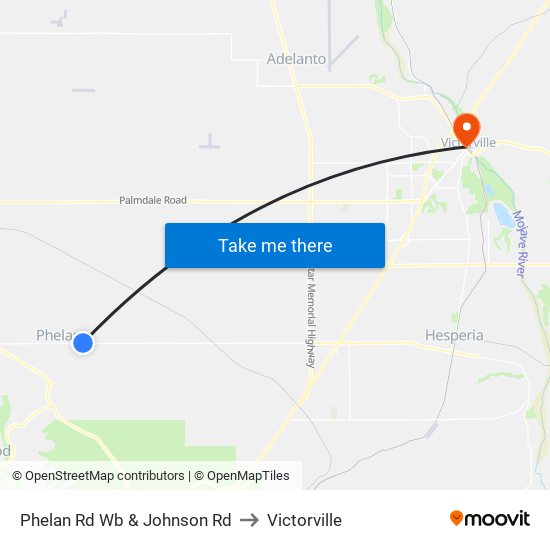 Phelan Rd Wb & Johnson Rd to Victorville map