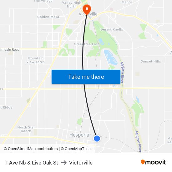I Ave Nb & Live Oak St to Victorville map