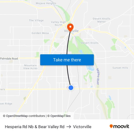 Hesperia Rd Nb & Bear Valley Rd to Victorville map