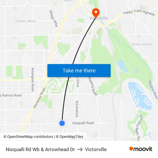 Nisqualli Rd Wb & Arrowhead Dr to Victorville map