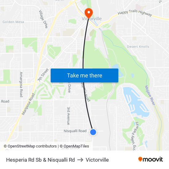 Hesperia Rd Sb & Nisqualli Rd to Victorville map
