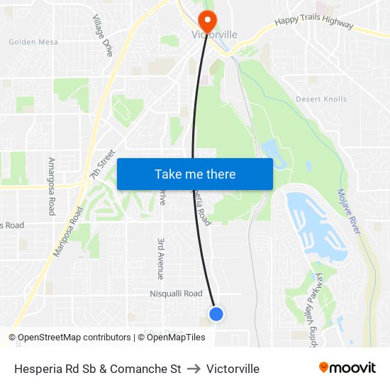 Hesperia Rd Sb & Comanche St to Victorville map