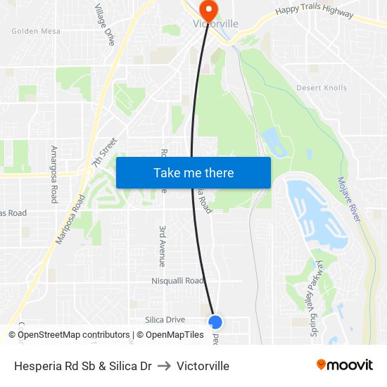 Hesperia Rd Sb & Silica Dr to Victorville map