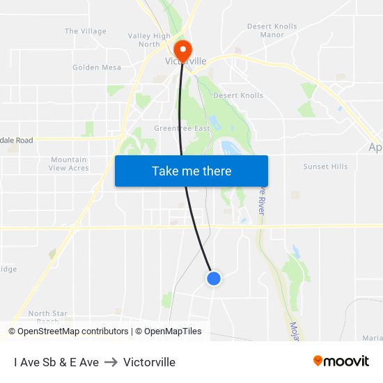 I Ave Sb & E Ave to Victorville map