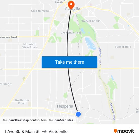 I Ave Sb & Main St to Victorville map