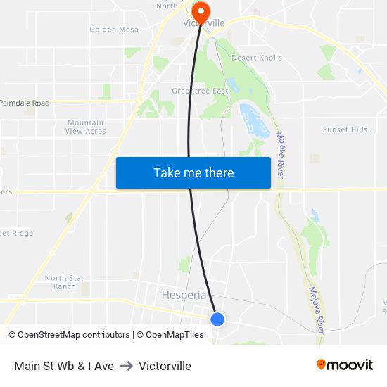 Main St Wb & I Ave to Victorville map