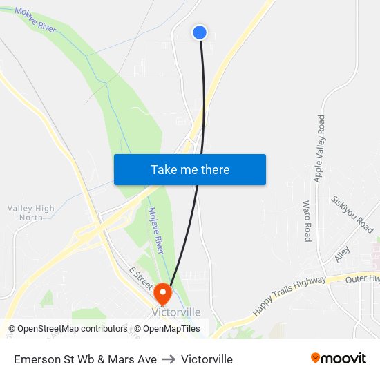 Emerson St Wb & Mars Ave to Victorville map