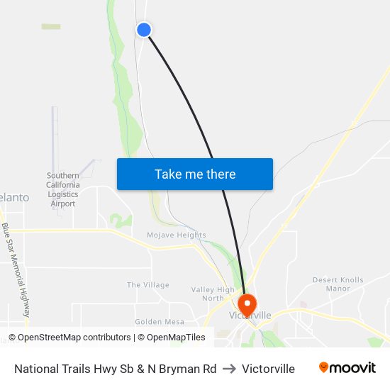 National Trails Hwy Sb & N Bryman Rd to Victorville map