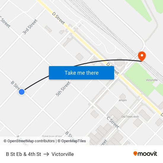 B St Eb & 4th St to Victorville map