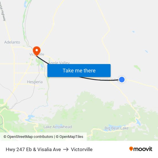 Hwy 247 Eb & Visalia Ave to Victorville map