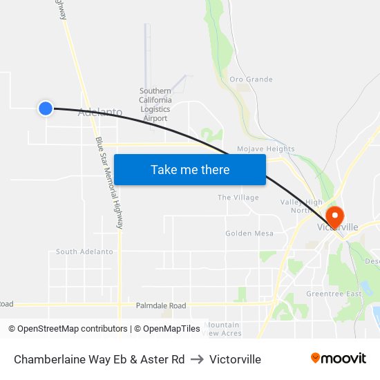 Chamberlaine Way Eb & Aster Rd to Victorville map