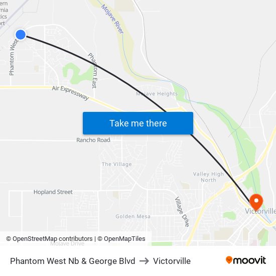 Phantom West Nb & George Blvd to Victorville map