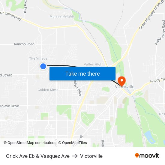 Orick Ave Eb & Vasquez Ave to Victorville map