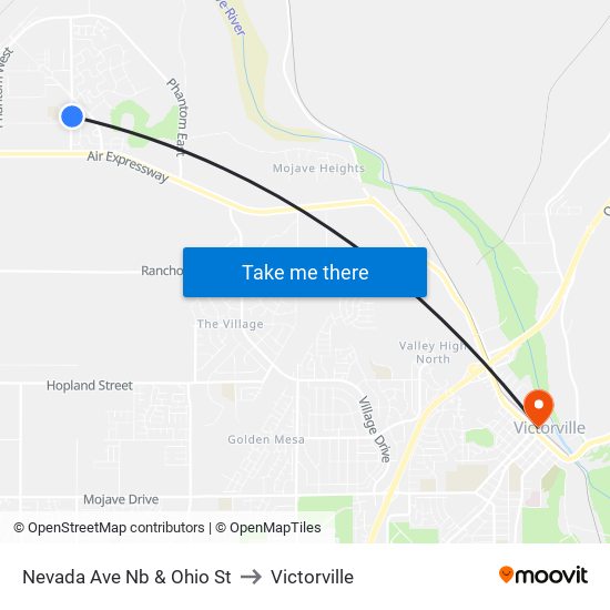 Nevada Ave Nb & Ohio St to Victorville map