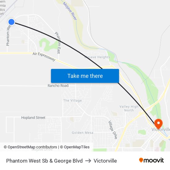 Phantom West Sb & George Blvd to Victorville map