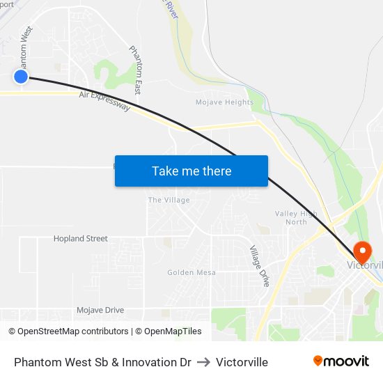 Phantom West Sb & Innovation Dr to Victorville map