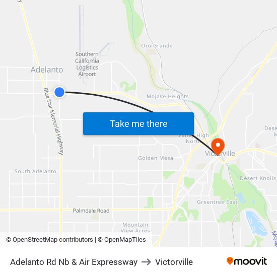 Adelanto Rd Nb & Air Expressway to Victorville map