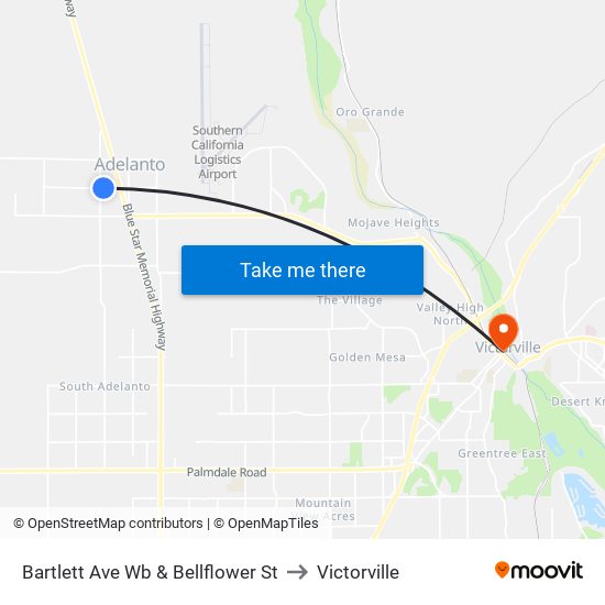 Bartlett Ave Wb & Bellflower St to Victorville map