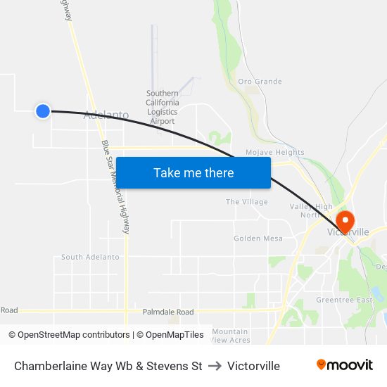 Chamberlaine Way Wb & Stevens St to Victorville map
