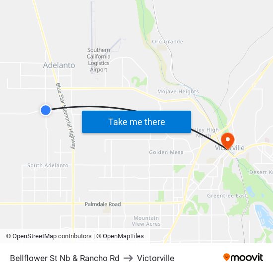 Bellflower St Nb & Rancho Rd to Victorville map