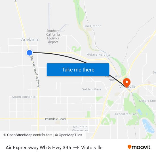 Air Expressway Wb & Hwy 395 to Victorville map