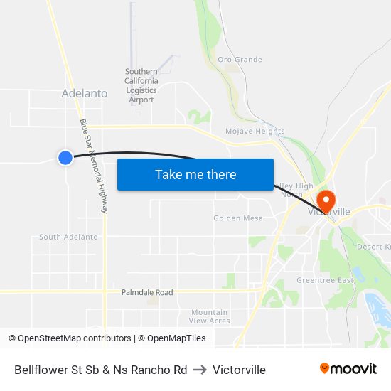 Bellflower St Sb & Ns Rancho Rd to Victorville map