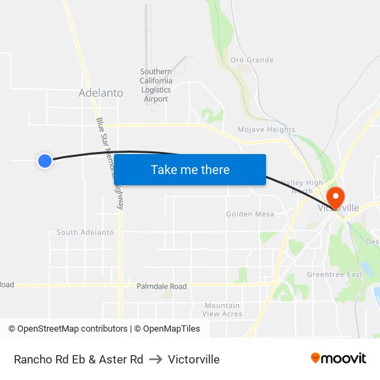 Rancho Rd Eb & Aster Rd to Victorville map