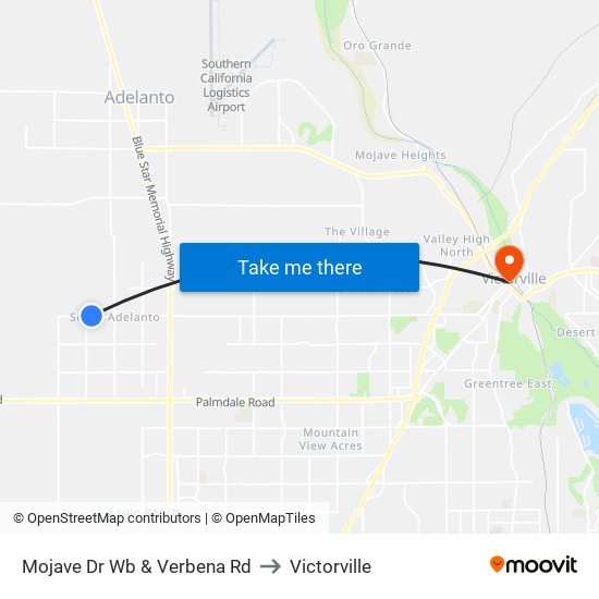 Mojave Dr Wb & Verbena Rd to Victorville map