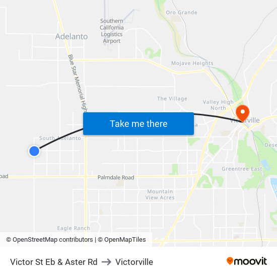 Victor St Eb & Aster Rd to Victorville map