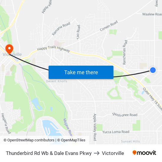 Thunderbird Rd Wb & Dale Evans Pkwy to Victorville map