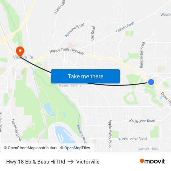 Hwy 18 Eb & Bass Hill Rd to Victorville map