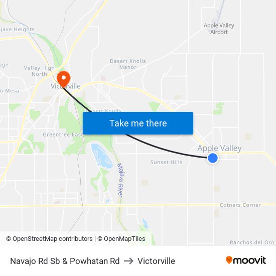 Navajo Rd Sb & Powhatan Rd to Victorville map