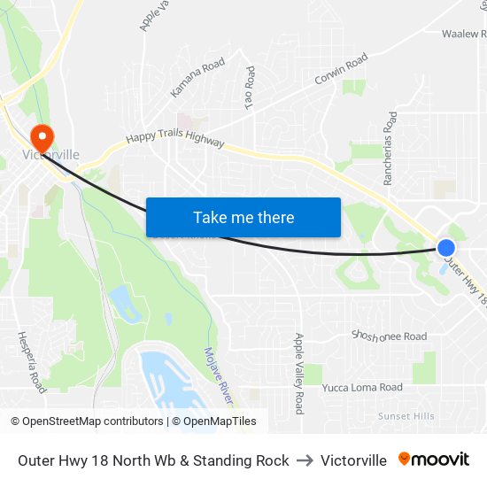 Outer Hwy 18 North Wb & Standing Rock to Victorville map