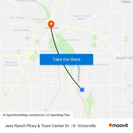 Jess Ranch Pkwy & Town Center Dr to Victorville map