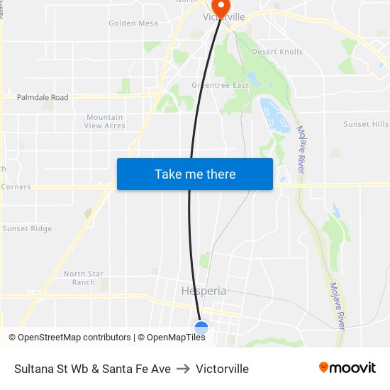 Sultana St Wb & Santa Fe Ave to Victorville map