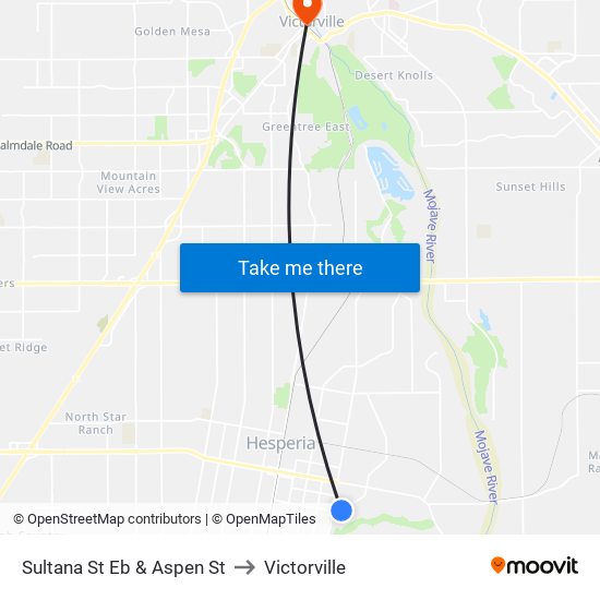 Sultana St Eb & Aspen St to Victorville map