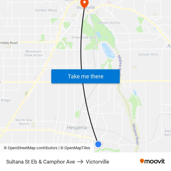 Sultana St Eb & Camphor Ave to Victorville map