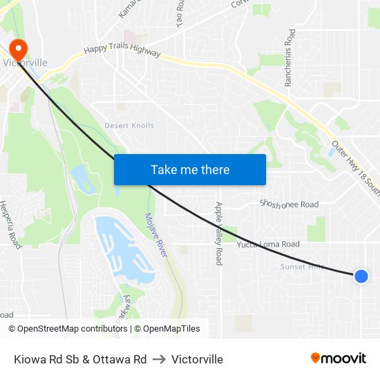 Kiowa Rd Sb & Ottawa Rd to Victorville map