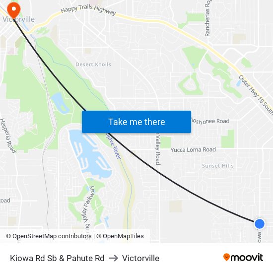 Kiowa Rd Sb & Pahute Rd to Victorville map